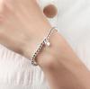 Minimalist S925 Silver Stretch Bracelet For Women With Square Smile Face And Heart Beads Elegant Simple Jewelry Gift