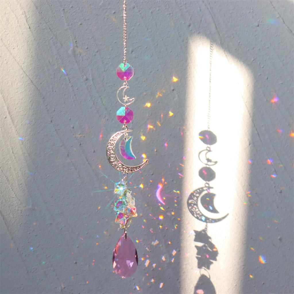 Подвеска в виде хрустального ловца солнца, луны и звезды, призмы для радужных ловцов, украшения для дома, сада, окна, вечеринки, подвесные украшения в виде ловца солнца