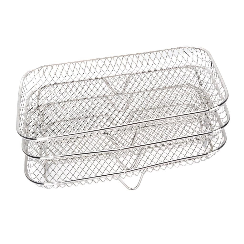 Набор из 3 подставок для фритюрницы из нержавеющей стали 304, штабелируемый, многоярусный, прямоугольный, можно мыть в посудомоечной машине, поддон-корзина для фритюрницы, аксессуары для фритюрницы