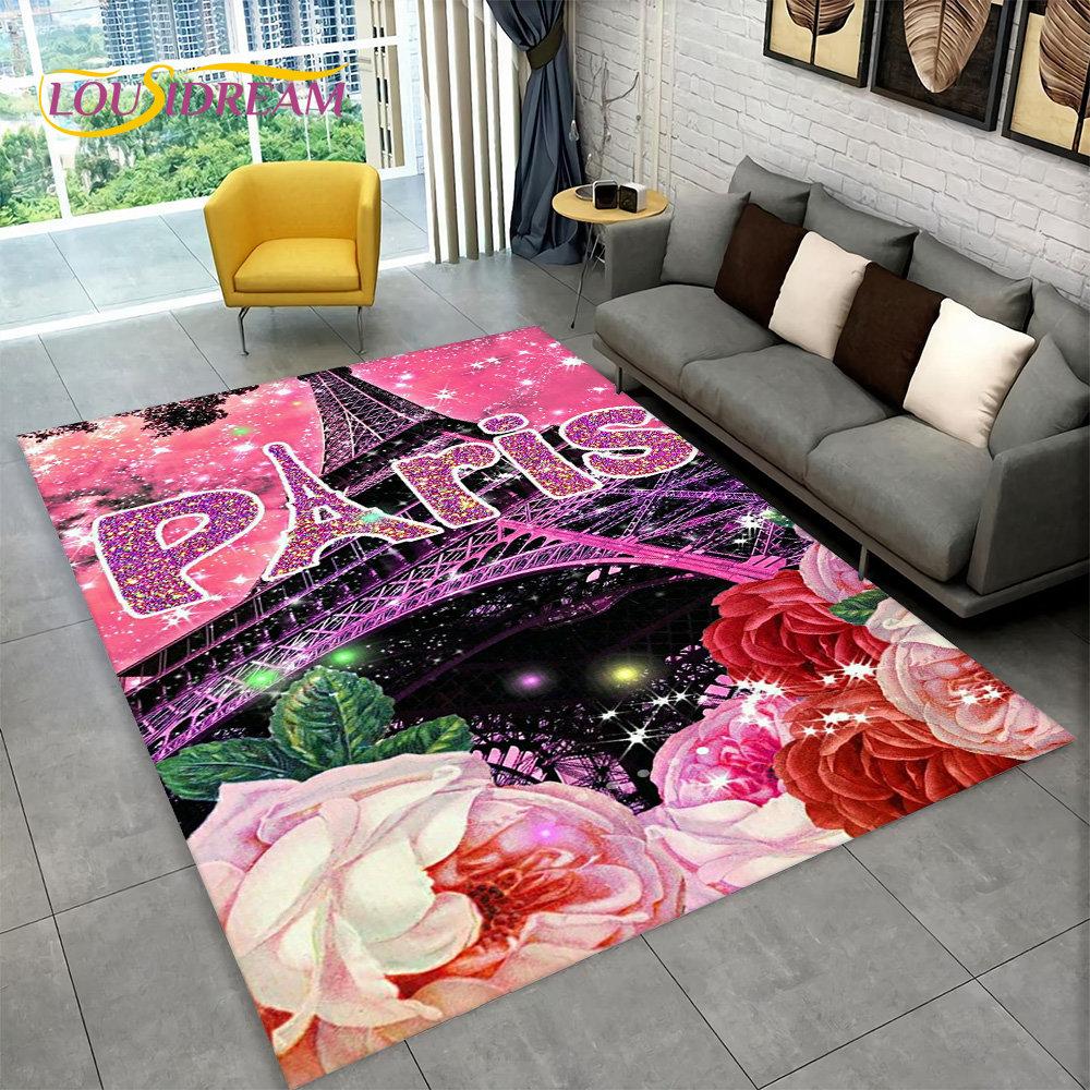 Франция Париж Эйфелева башня романтический художественный коврик, ковер для гостиной, спальни, дивана, коврик для кухни, декор, нескользящий напольный коврик