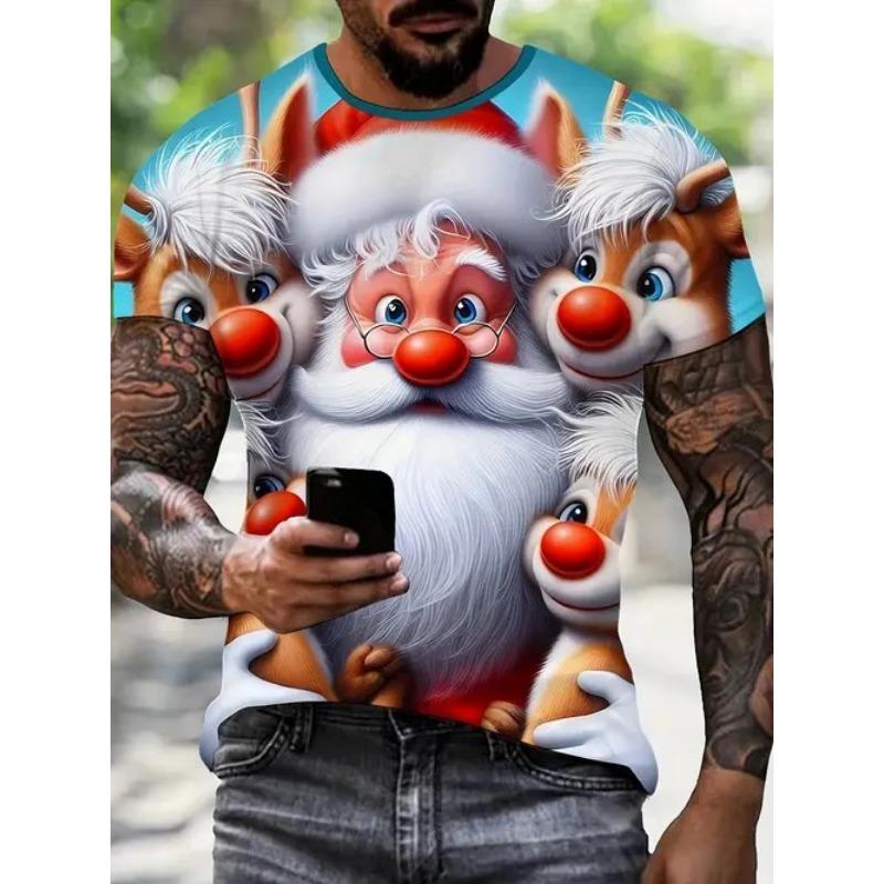 New Casual and Versatile High-quality Men's 3D Fun and Personalized Printed Animal Short Sleeved T-shirt