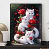 Набор для алмазной живописи «Белый кот и цветы», 5D DIY Полная алмазная мозаика, Декоративные настенные панно
