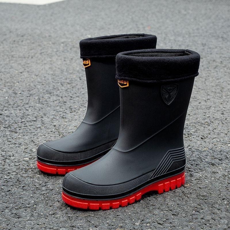 Мужские модные резиновые сапоги до середины икры, водонепроницаемые, для автомойки, рыбалки, работы, мужские резиновые галоши, боты от дождя