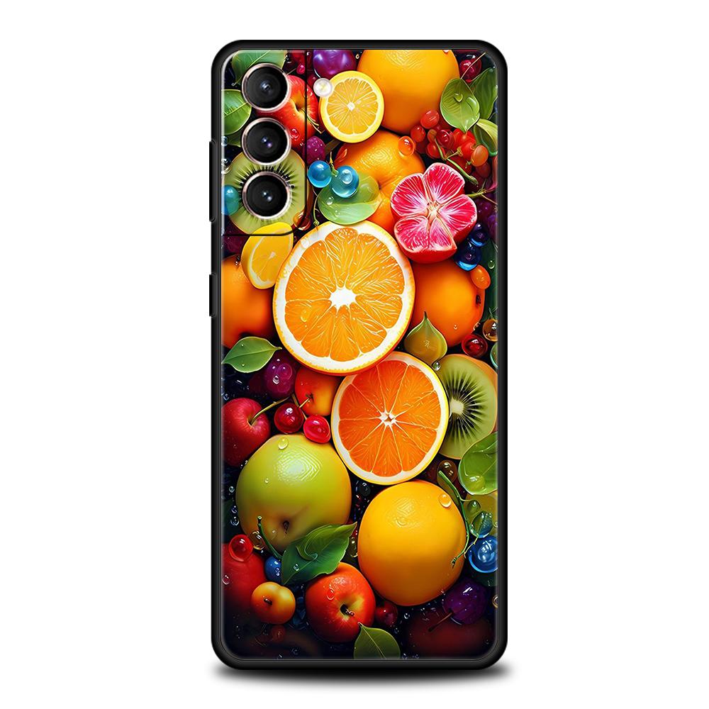 Мультяшный чехол для телефона с фруктами для Samsung Galaxy S24 S23 S22 S20 S21 FE Ultra S10 S10E S9 S8 Plus 5G Силиконовый чехол Capas Bags Fundas