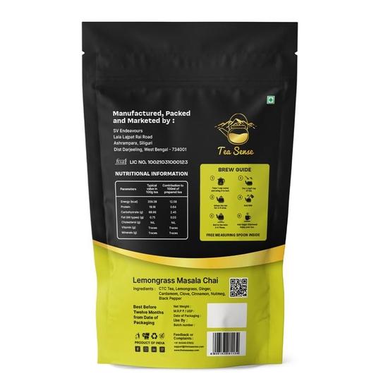 Tea Sense Lemongrass Masala Chai|Zesty Spicy Blend|Assam Ctc,Ginger,Cardamom,Clove,Cinnamon,Nutmeg,Black Pepper|Chaipatti,Tea Powder,800 Gram