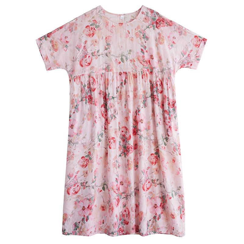 Новое хлопковое винтажное платье с цветочным принтом больших размеров с коротким рукавом для женщин, повседневное свободное длинное летнее платье