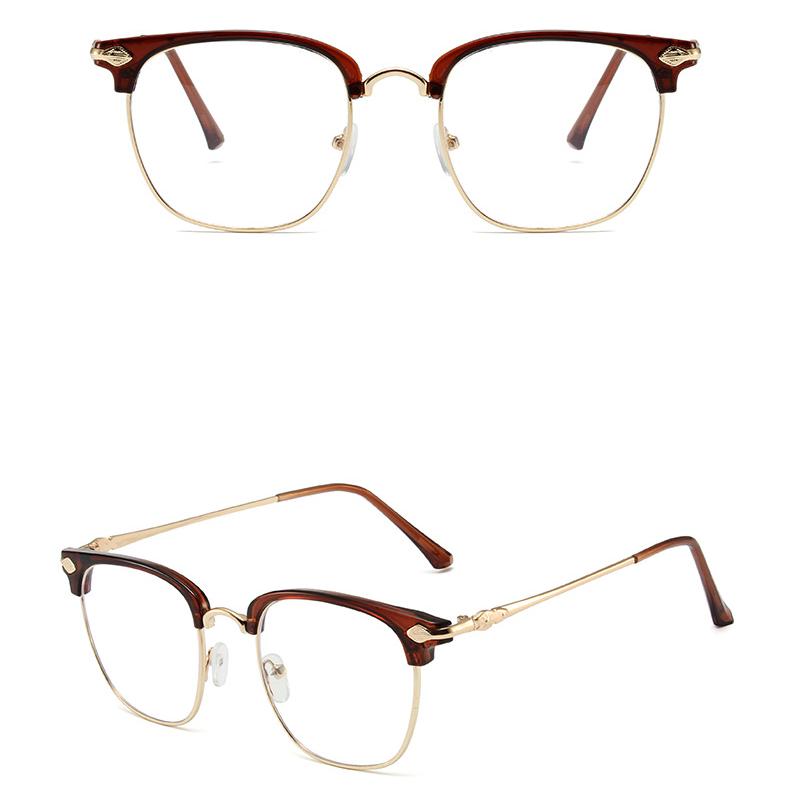 New Men's and Women's Anti-Blue Light Fashion Personality Retro Artistic Classic Large Frame Half Frame Plain Glasses Plain Face Small Photo