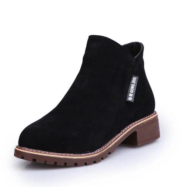 Shoelife Fashion Korean Version of Martin Boots Female Side Zipper Boots Women's Low Shoes School Wind