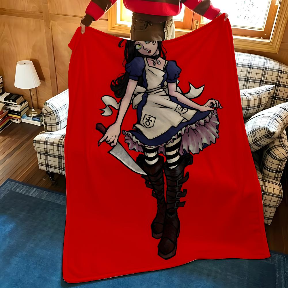 Игровое одеяло A-Alice M-Madness R-Returns, флисовое, уютное, с принтом, портативное, прочное, машинная стирка, милое, классное