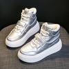 Высокие женские кроссовки, повседневные туфли на платформе, женская мода, осенние белые туфли с толстой подошвой, вулканизированные туфли, женские массивные кроссовки