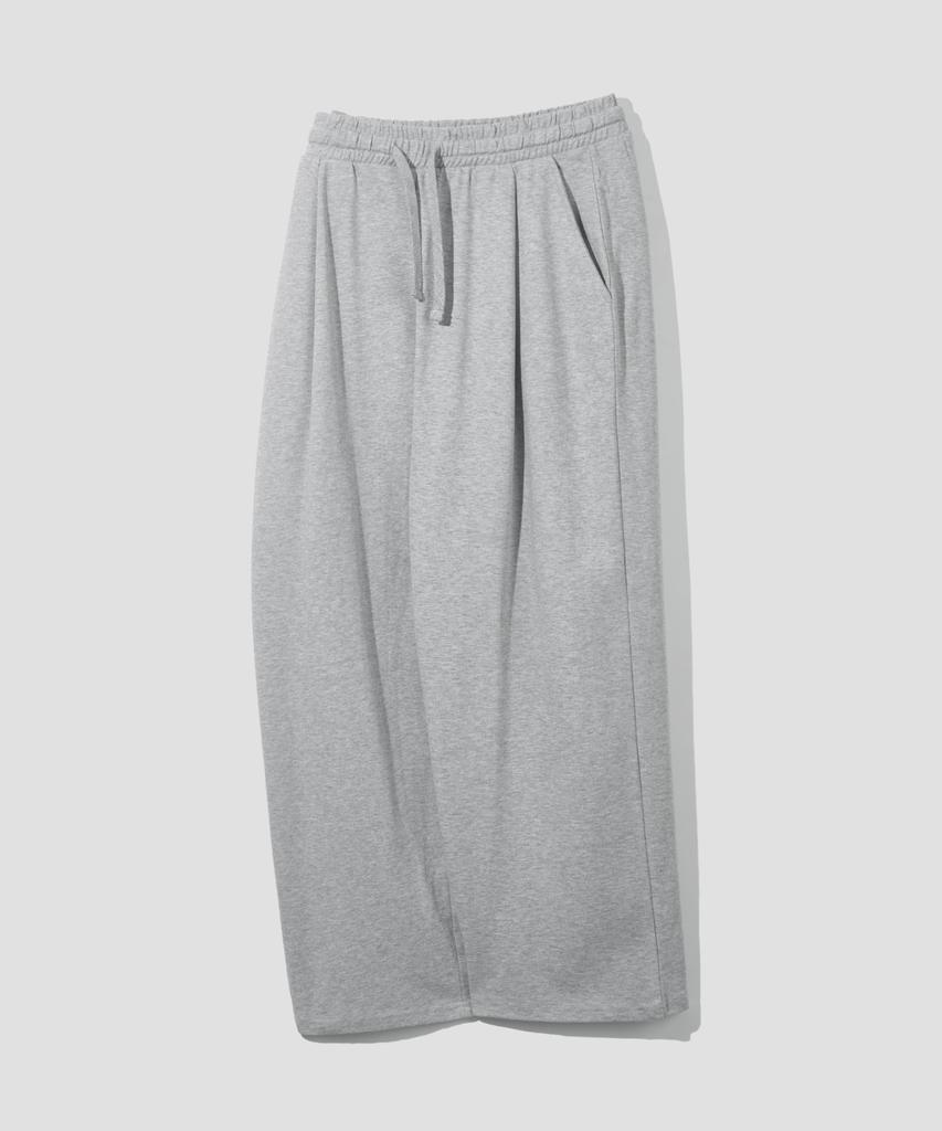 AGOD Single-Pleat Wide Sweatpants [Gray]