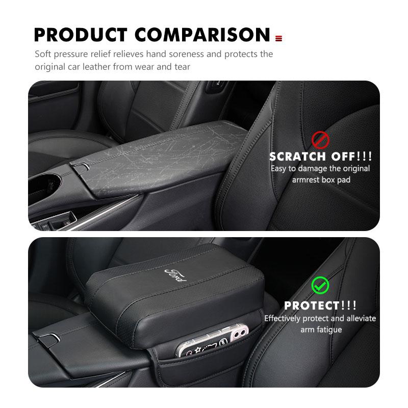 KLKD5 Car Armrest Mat Interior Armrests Storage Box Mats Waterproof Armrest Protector For Ford Fiesta Ranger Mondeo Escape Ecosport
