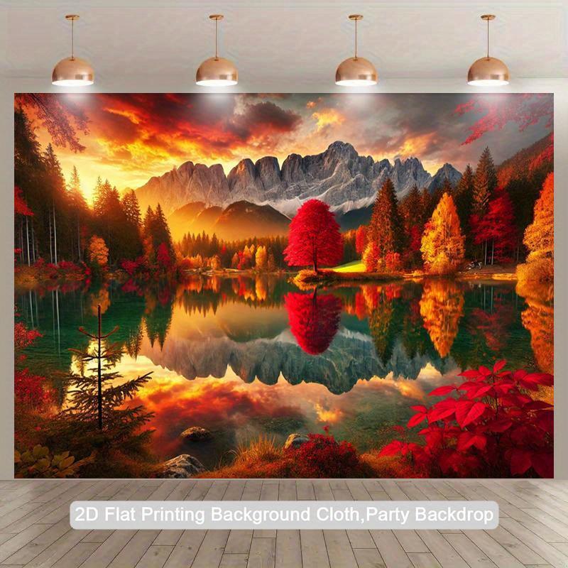 2D plane, 1 piece of autumn landscape painting, festival party birthday decoration items