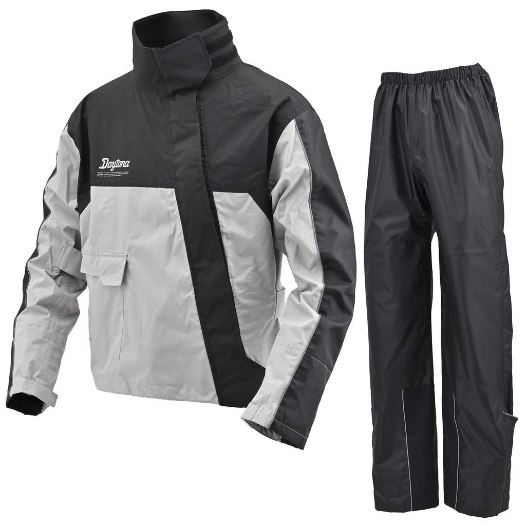 Daytona Motorcycle Rainwear Top and Bottom Set Water Pressure Resistance Stretch Waterproof Zipper Waterproof High Performance Rainwear Gray L Size