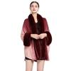 6 Gradient Colors Women Long Faux Rabbit Fur Collar Poncho Cape Knitted Cardigan Outstreet Wear Loose Cloak Batwing Sleeves Coat