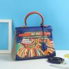 Новая Модная Универсальная Сумка Келли с Принтом Граффити из Натуральной Кожи Мультяшный Контрастный Цвет Первый Слой Коровьей Кожи Сумка на Одно Плечо Через Плечо Сумка