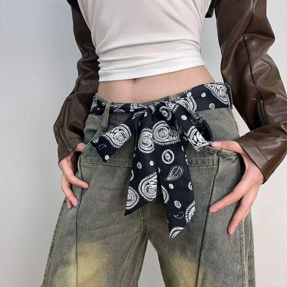 Длинный узкий галстук-шарф Декоративный аксессуар Полосатый галстук-бабочка Полосатый пояс для талии Женский Мужской