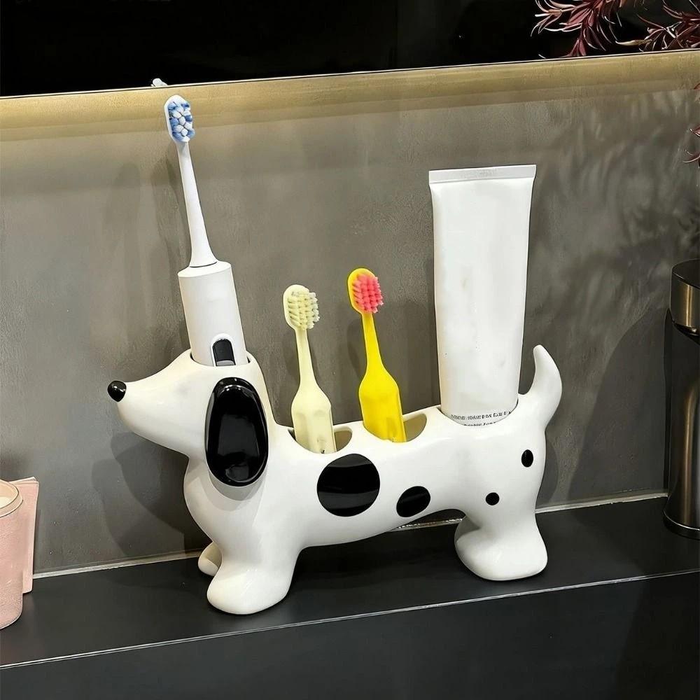 Cute Dog Shaped Toothbrush Holder Ceramic Electric Toothbrush Stand Washbasin Organizer Washstand