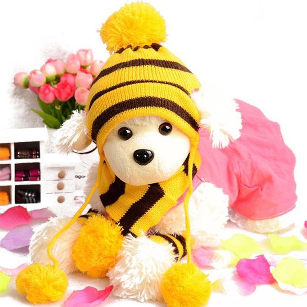 6Pcs/Set Fashion Dressing Up Stripe Knitted Puppy Costume Dog Socks Cat Clothes Pet Warm Hat Scarf