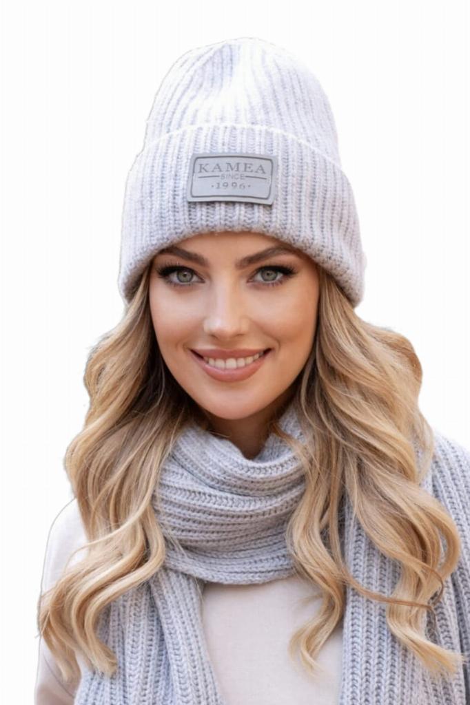 Leticia Cashmere Ribbed Hat Gray
