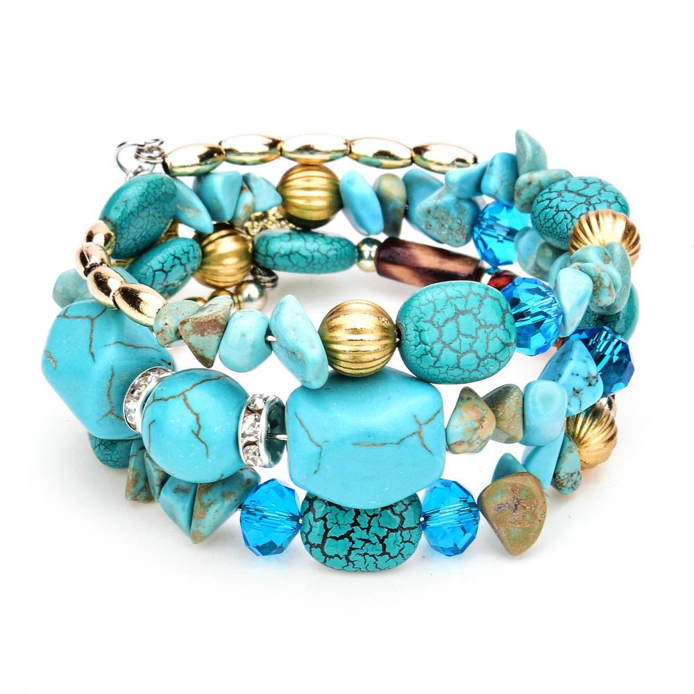 Vintage Colorful Natural Stone Beads Bracelet Bohemian Multilayer Fashion Bracelets for Women and Men Bangles Jewelry