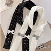 Polka Dot Knitted Scarf Y2K Long Narrow Scarves Cool Bow Wool Shawl  Outdoor