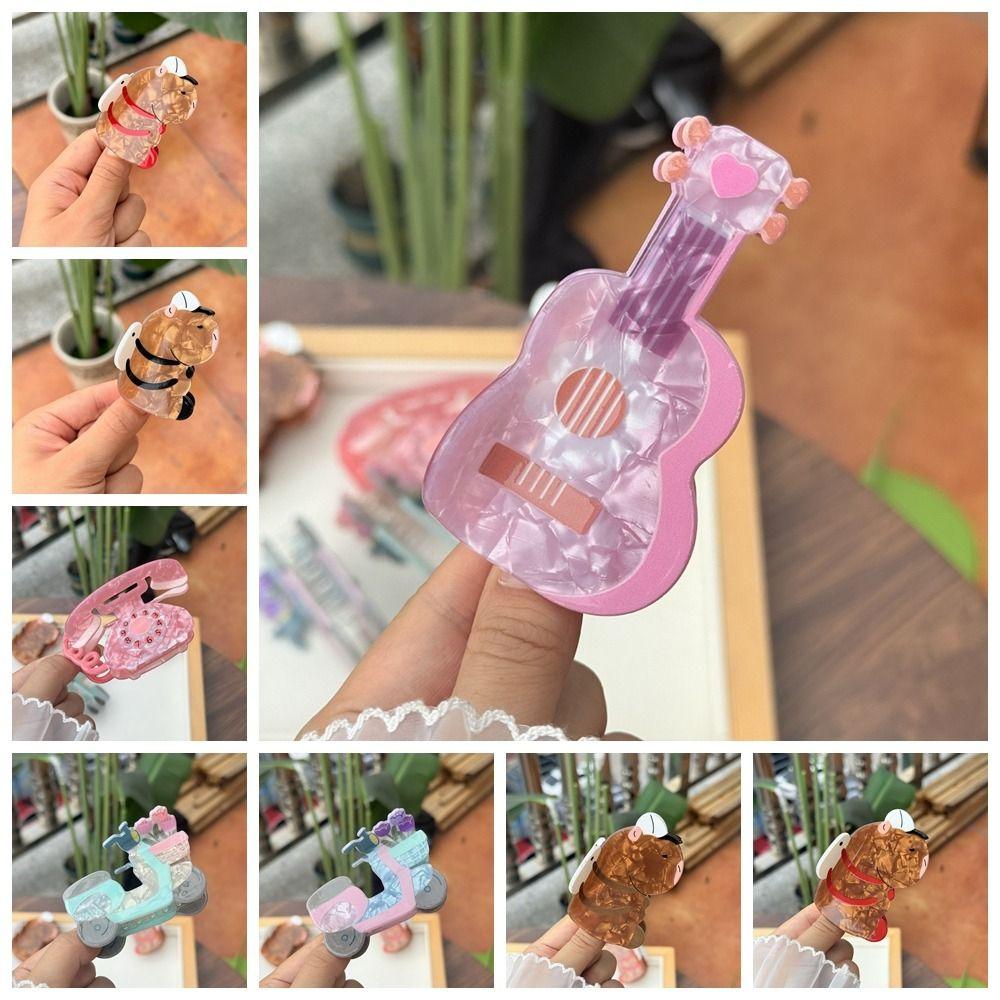Guitar Cartoon Animal Shark Clip Acrylic Cute Hair Claw Personalized Creative Hair Claw  Daily