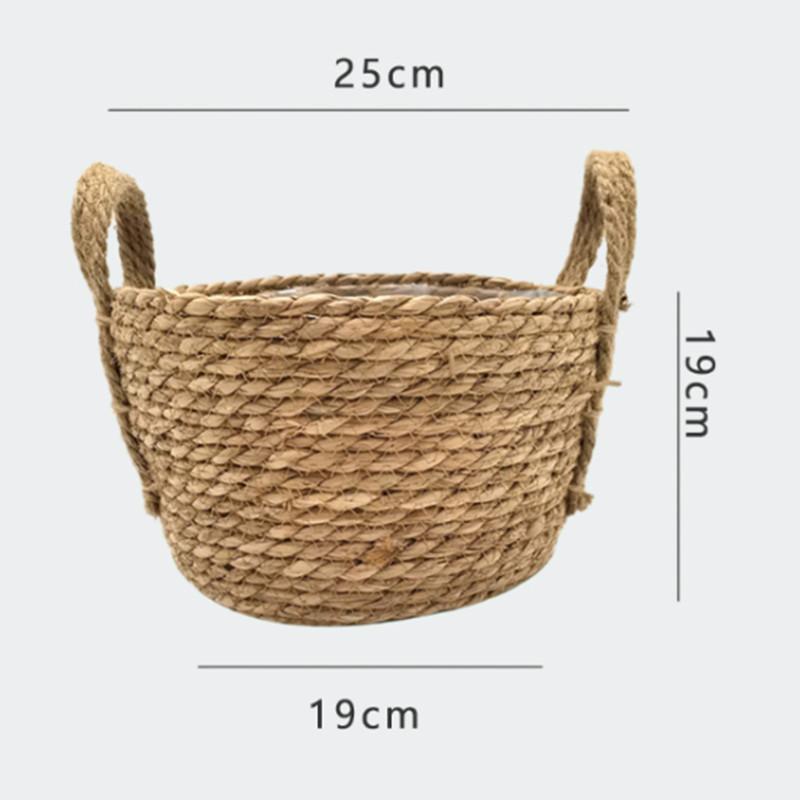 Nordic INS Straw Weaving Flower Plant Basket Grass Planter Indoor Outdoor Garden Pot Covert Container for Plantable Bonsai Decor