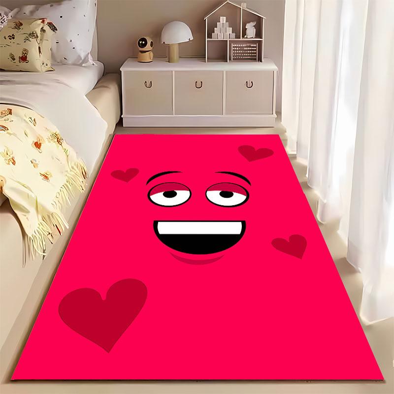 Funny Face with Hearts Carpet suitable as a non-slip mat for the living room or bedroom sofa
