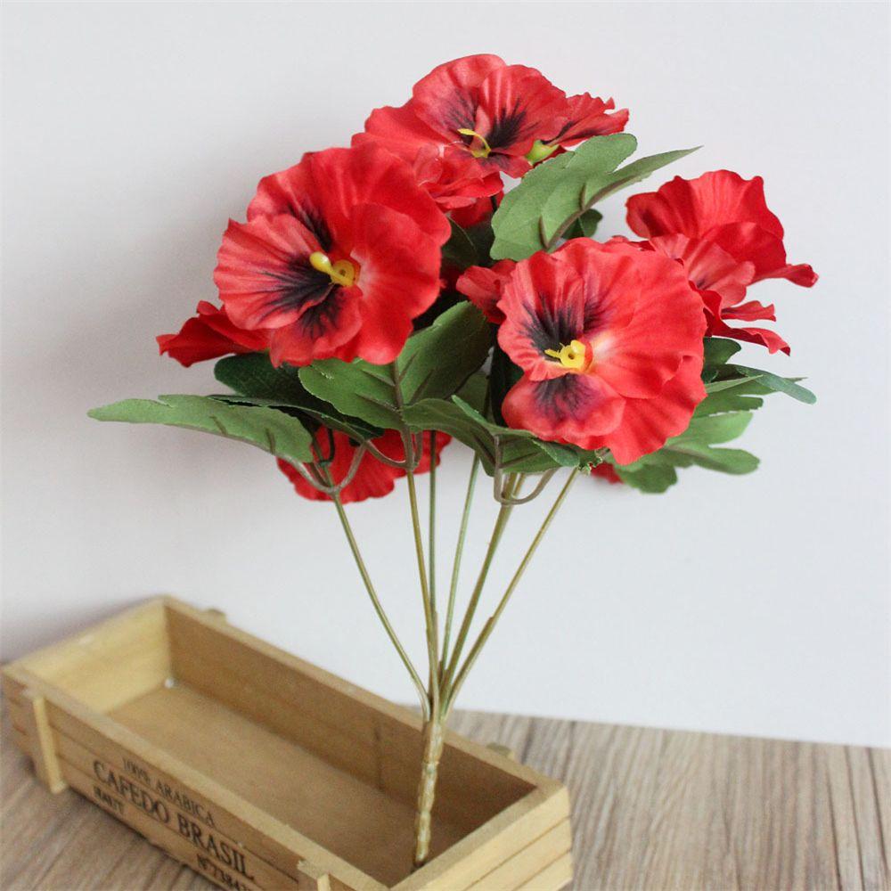10 head Party Home Room  Wedding Artificial Silk Bouquet Pansy Flower Plant Bunch Floral Decor