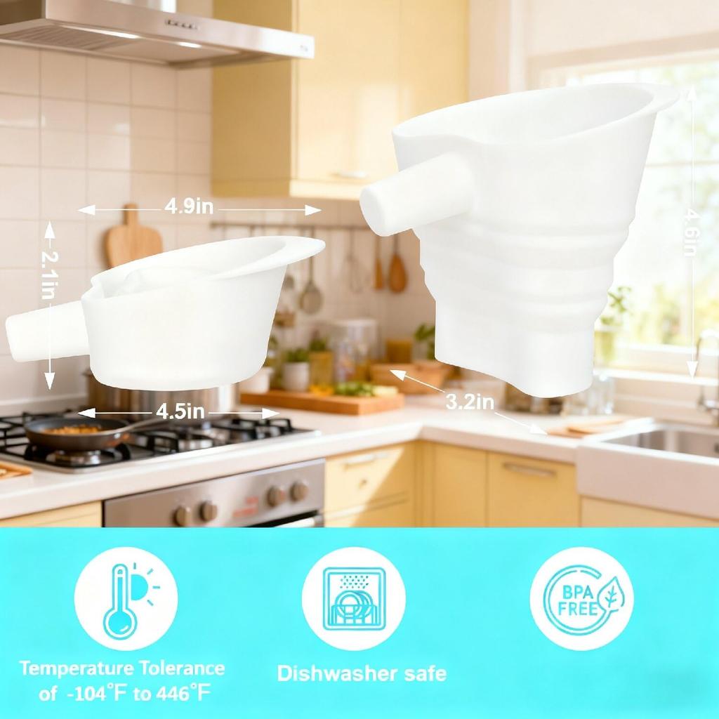 Funnel for Kitchen Aid Mixer, Silicone Funnel Foldable Kitchen Funnels Stand Mixer Attachment, Fits Kitchen Aid Artisan Ksm150 5-Quart Tilt-Head
