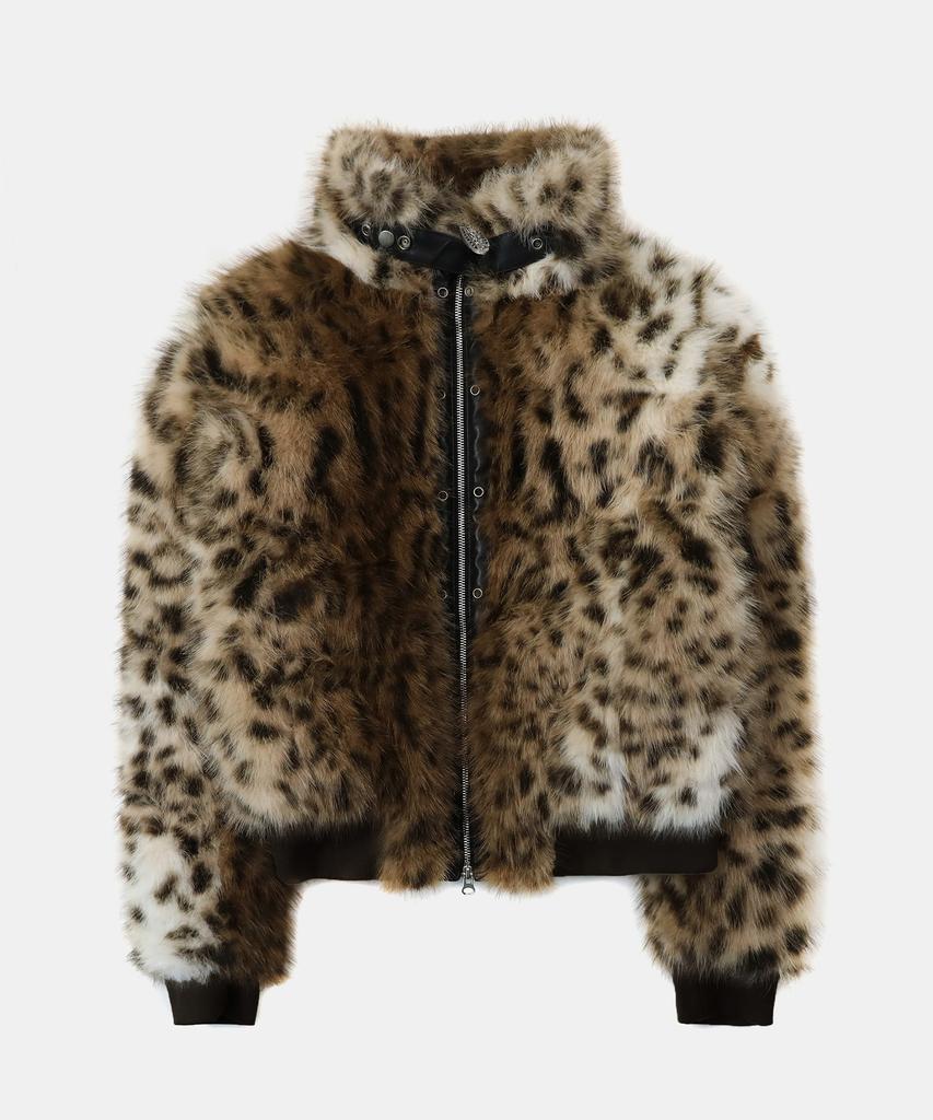 Badblood Viper 81 High-Neck Fur Jacket - Brown Leopard