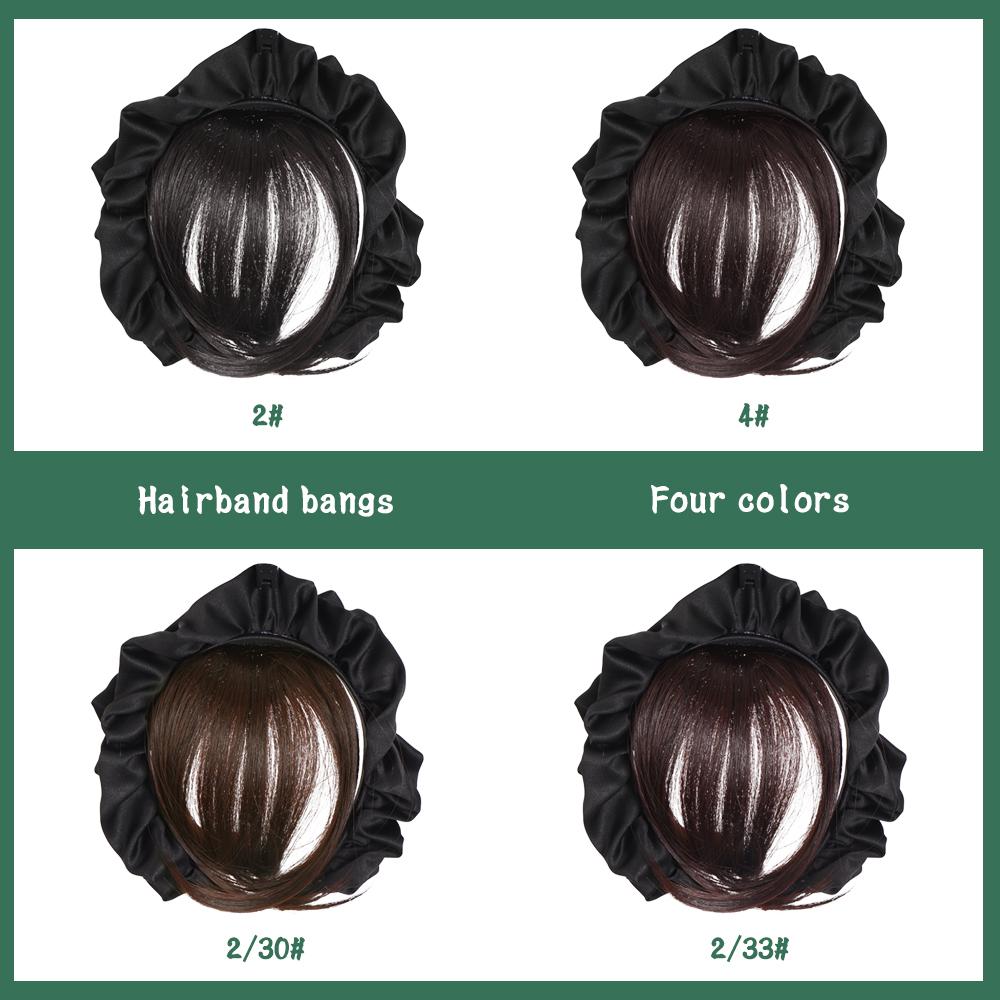 Synthetic Fake Bangs Hair Neat Fringe Bands with Headband Heat Resistant Bangs In Hair Extensions Hairpiece