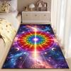 Area Rug, Chakra Rainbow Mandala Lotus Moon Phases Galaxy Print, Meditation Room Decor, Non-Slip Mat