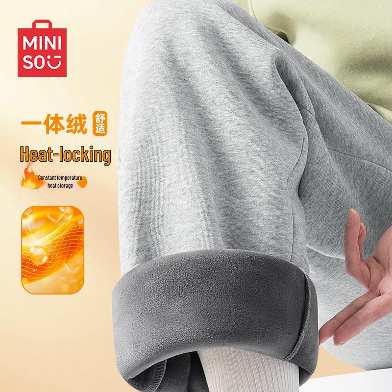 MINISO Мужские зимние флисовые свободные повседневные брюки прямого кроя