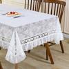 Elegant French White Lace Tablecloth - Rectangular, Washable Polyester, Hollow Design, Suitable for Restaurant and Living Room Decoration