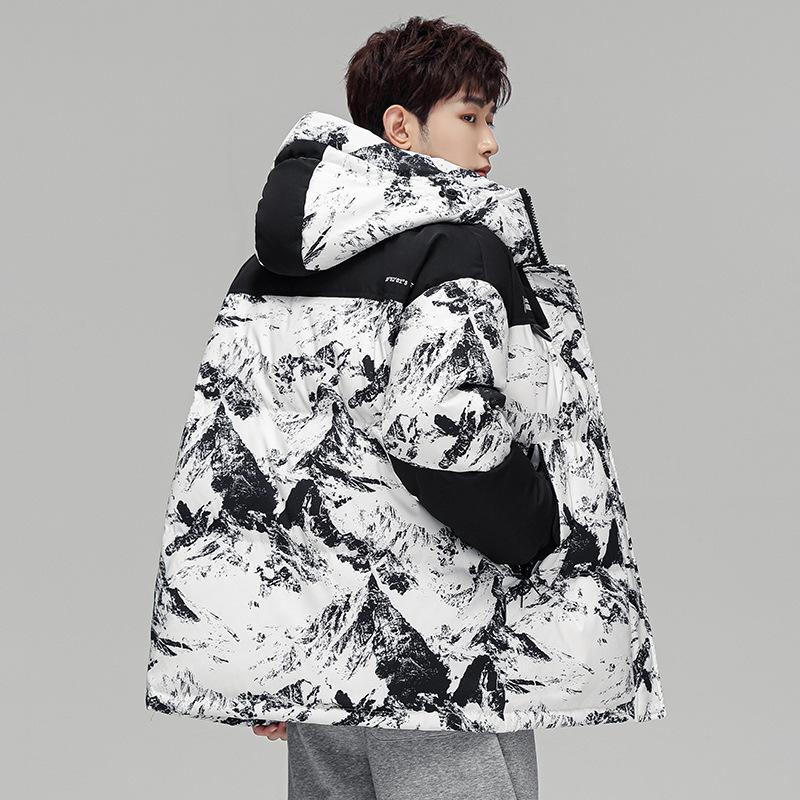 Мужская куртка-пуховик Trend Hong Kong Style Loose Large Size Thicked Couple Top Short