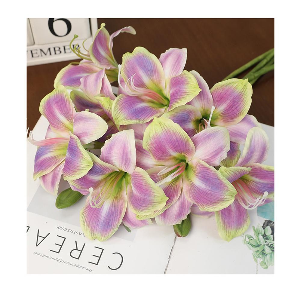 Искусственный букет из двухголовой кливии и шелковых орхидей для свадебного и домашнего декора, гибкий стебель с реалистичными лепестками