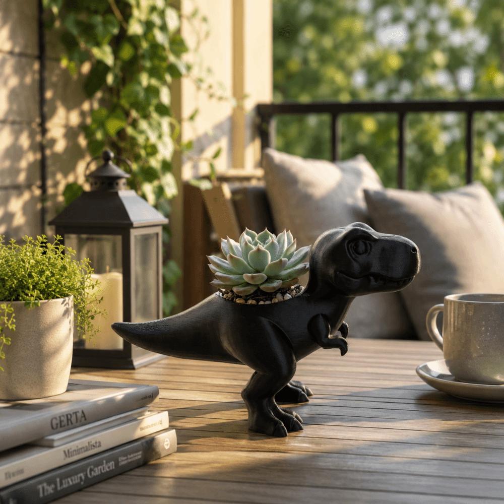 3D Printed Dinosaur Flowerpot Ornaments Mini Potted Planter Dinosaur Statue T-Rex Plant Pot  Gift