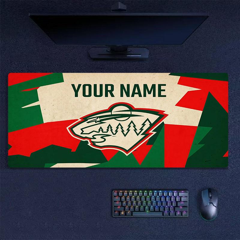 Custom Name,Minnesota Wild Mouse Pad, Large Gaming Desk Mat, Non-slip XXL Mousepad for Laptop & Tablet, Mini PC Playmat with Stitched Edges