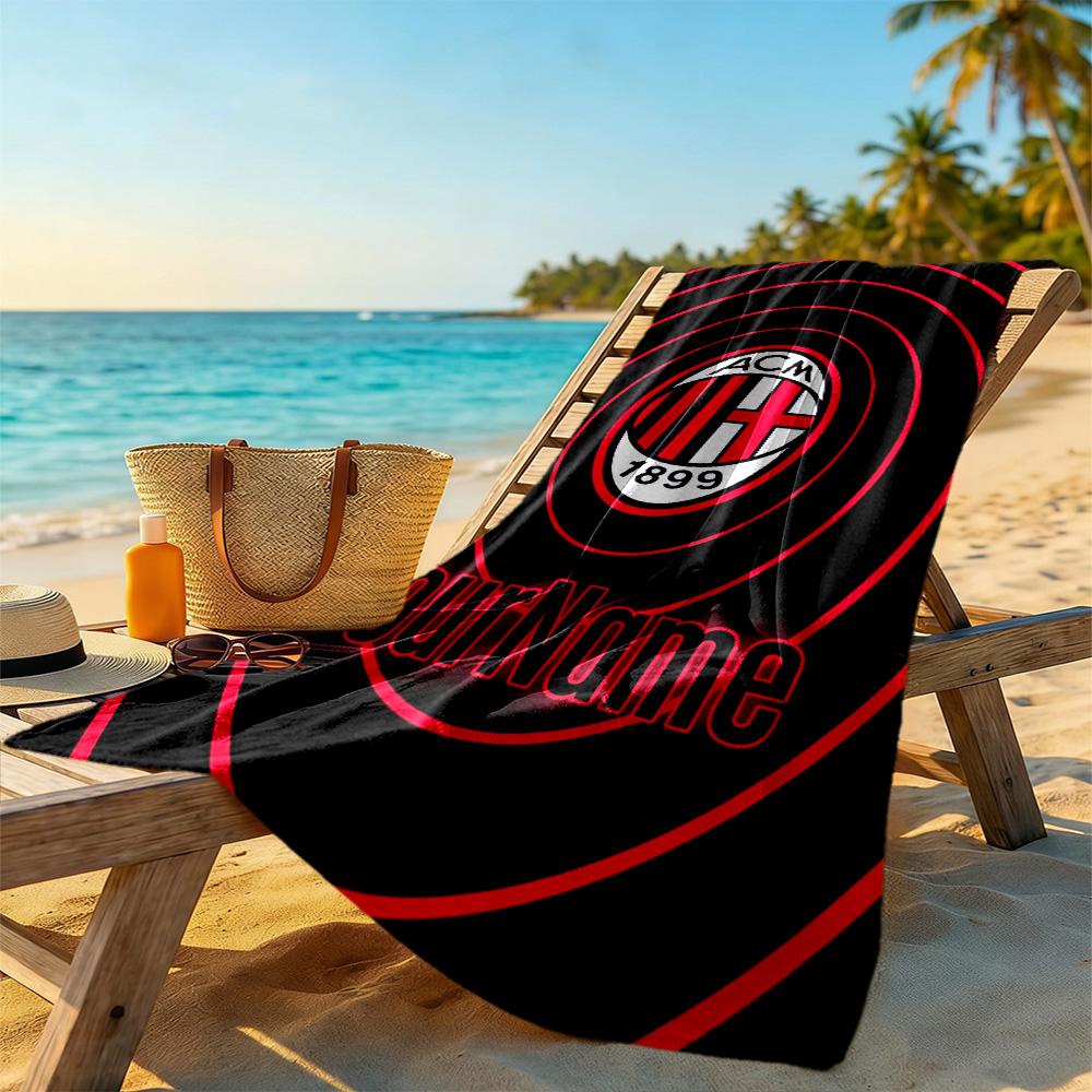 Ac Milan Customize Text Beach Towel Super Soft & Absorbent Suitable for Swimming Gym Camping Yoga Vacation
