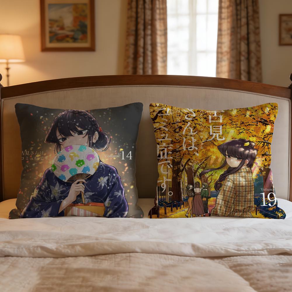 Anime Komi Can'T Communicate Cushion Cover 1Pcs Decorative Covers Soft Cushion Case For Sofa Couch Decor 40X40 45X45 Pillowcases
