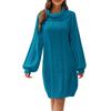 Womens Sweater Dress Cable Knit Turtleneck Pure Color Loose Shape Womens Tunic Sweater for Dating