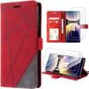 Case + 2 Tempered Glass for Xiaomi Redmi Note 14 Pro 5G (not for 4G) Scratch Protection Red PU Leather