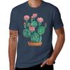 Watercolor And Ink Cactus In Terracotta Pot Botanical Succulent Art Print Tshirt Worker Basic Short Sleeve Tee