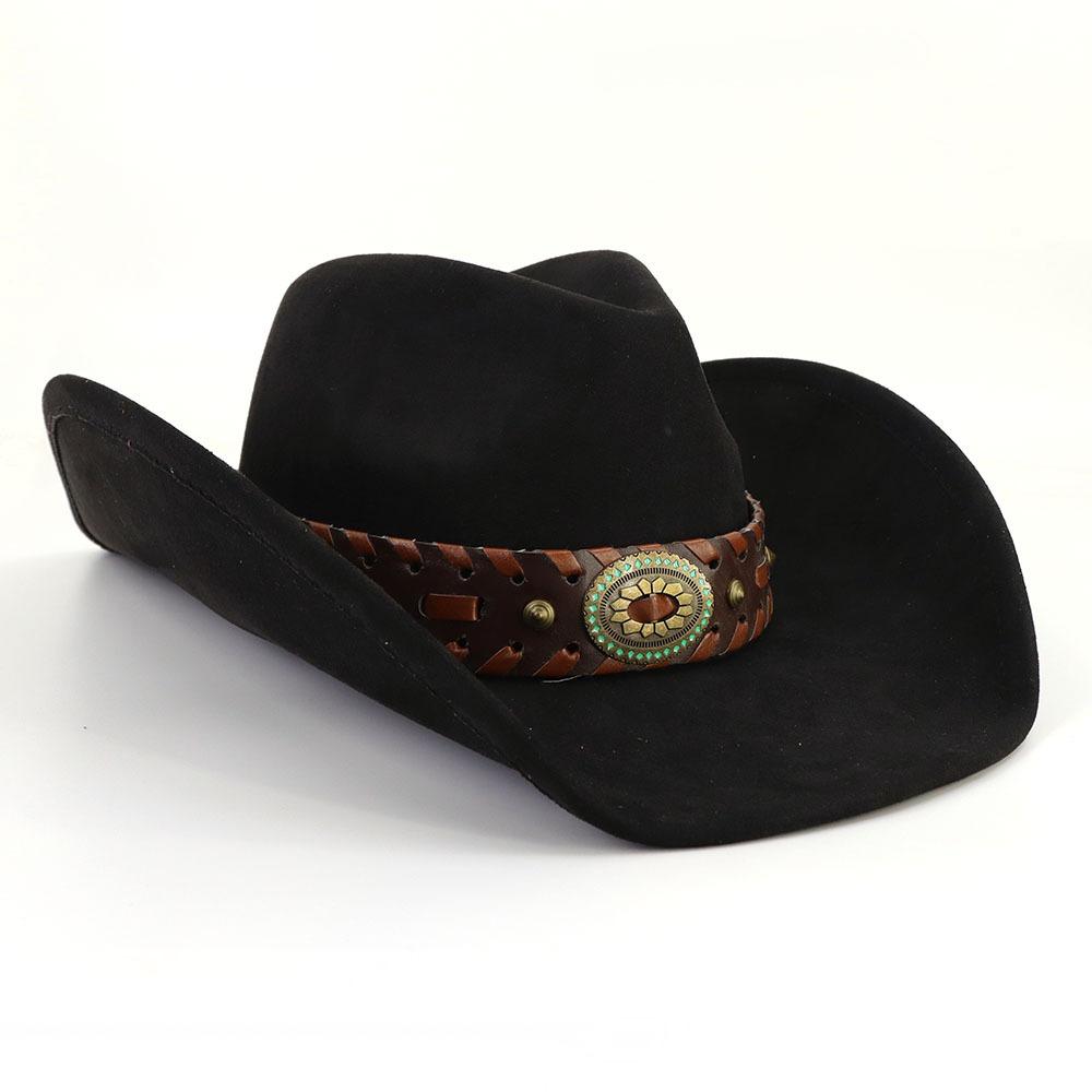 Замшевая шляпа Fedora Ковбойские шляпы в стиле вестерн Замшевая ковбойская шляпа в стиле вестерн Мужская и женская ковбойская шляпа с большими полями с каплевидным верхом