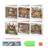 6 Pcs DIY Rhinestone Art Painting Cards Christmas Greeting Card Making Kit with Envelopes 5D Snowman Cat Deer Rhinestone