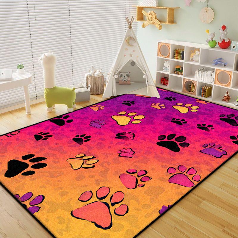 Cute Footprint Carpets for Living Room Modern Decoration Children Bedroom Plush Rug Home Pet Area Easy Clean Non-slip Mat Floor