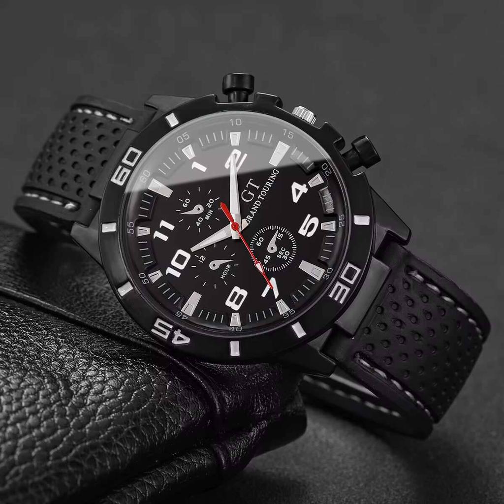 3 шт./набор Повседневный силиконовый ремешок Мужские спортивные часы Арабский циферблат Кварцевые часы Reloj Hombre