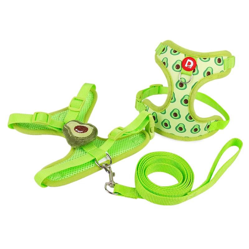Cute Fruit Dog Cat Harness & Leash Set Adjustable Soft Puppy Kitten Walking Gear Breathable Summer Outdoor Accessories
